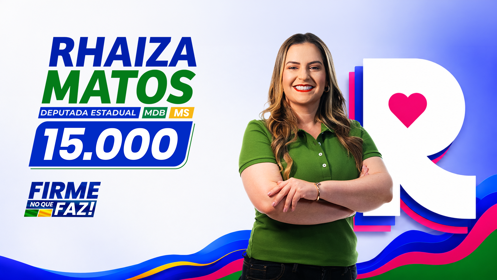 Rhaiza Matos, candidata a deputada estadual pelo MDB em Mato Grosso do Sul, número 15.000. Firme no que faz.